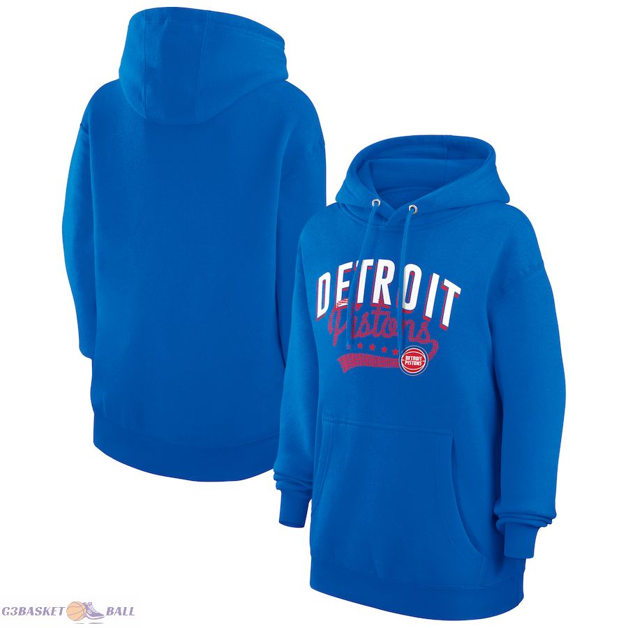 Women's Detroit Pistons G-III 4Her by Carl Banks Blue Filigree Logo Pullover Hoodie