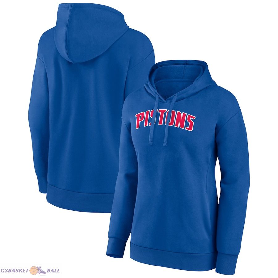 Women's Detroit Pistons Blue Wordmark Alt Pullover Hoodie