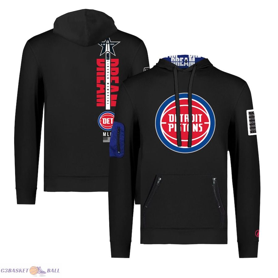 Unisex Detroit Pistons FISLL x Black History Collection Black Pullover Hoodie