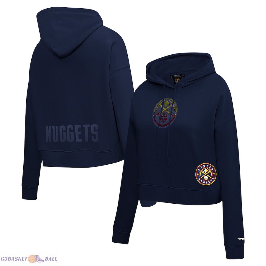 Women's Denver Nuggets Pro Standard Navy Jewels Cropped Pullover Hoodie