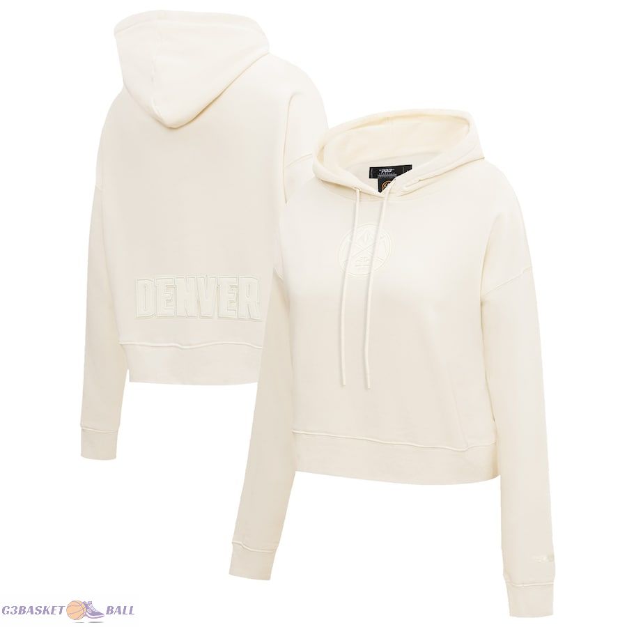 Women's Denver Nuggets Pro Standard Cream Neutrals Capsule Cropped Pullover Hoodie