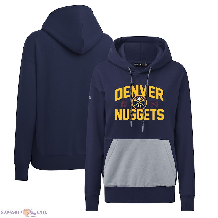 Women's Denver Nuggets Levelwear Navy Bonfire Pullover Hoodie