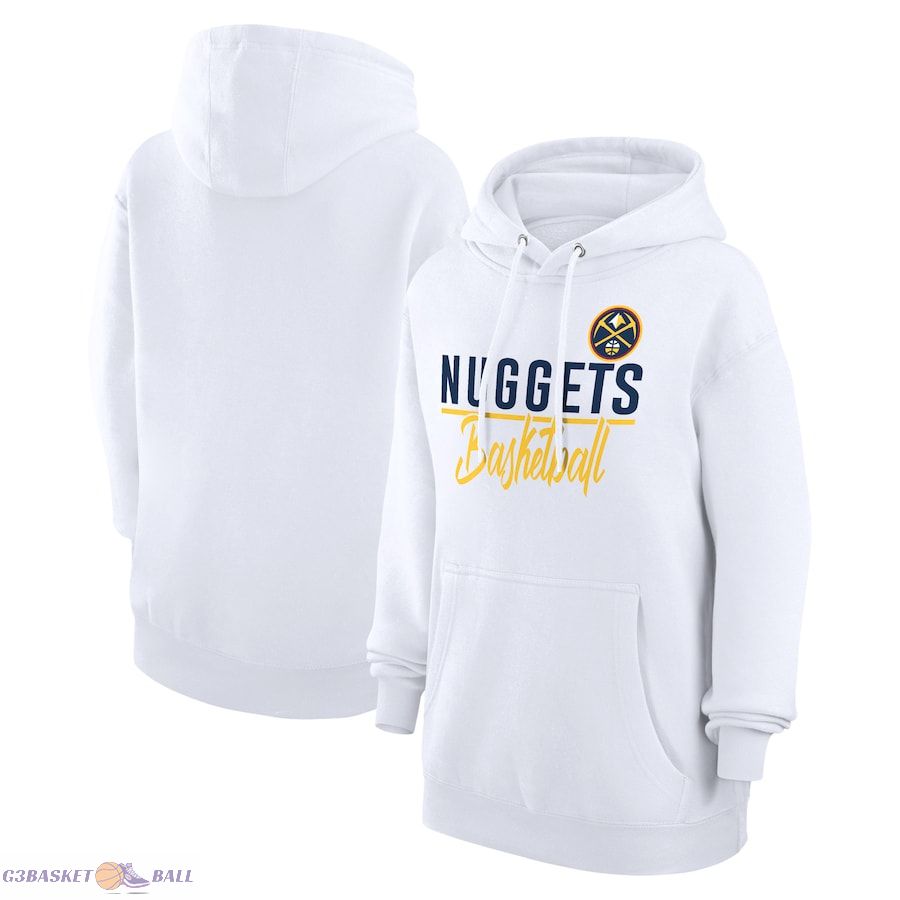 Women's Denver Nuggets G-III 4Her by Carl Banks White Graphics Fleece Pullover Hoodie