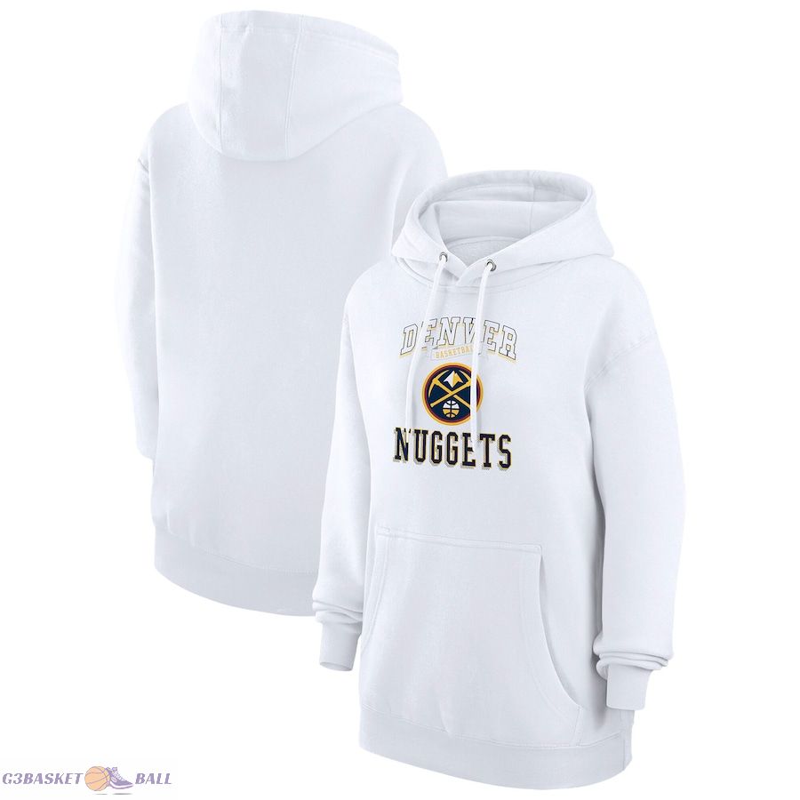 Women's Denver Nuggets G-III 4Her by Carl Banks White Graphic Fleece Pullover Hoodie