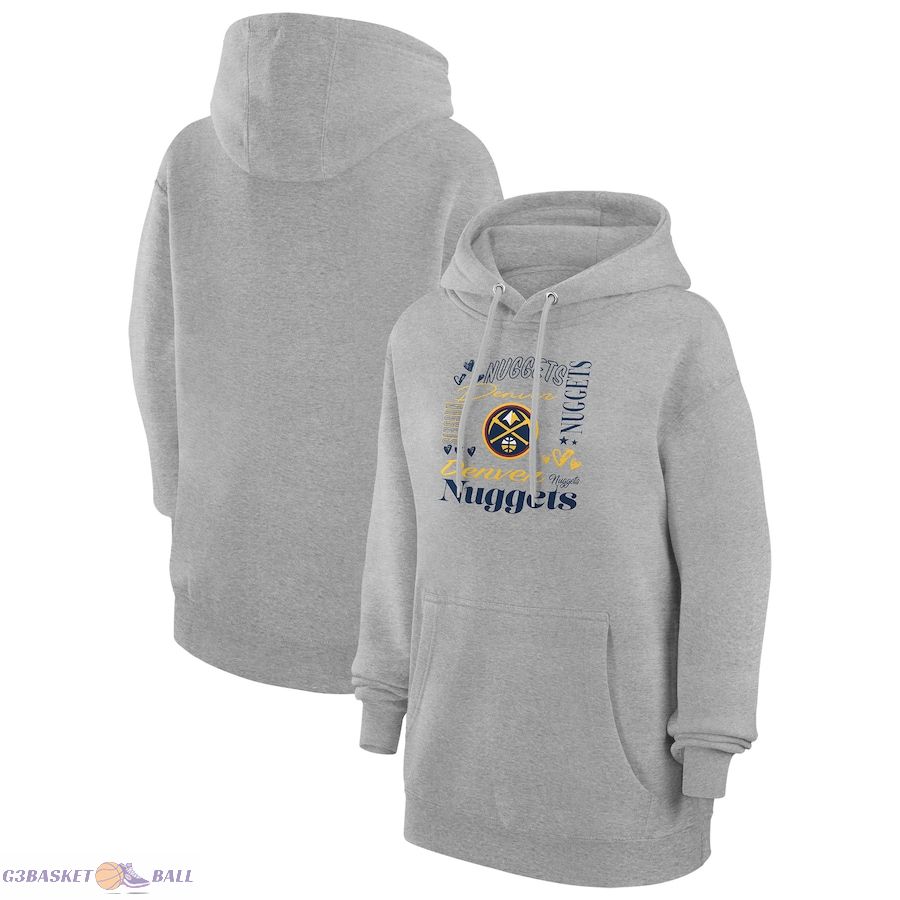 Women's Denver Nuggets G-III 4Her by Carl Banks Heather Gray Team Collage Graphic Fleece Pullover Hoodie