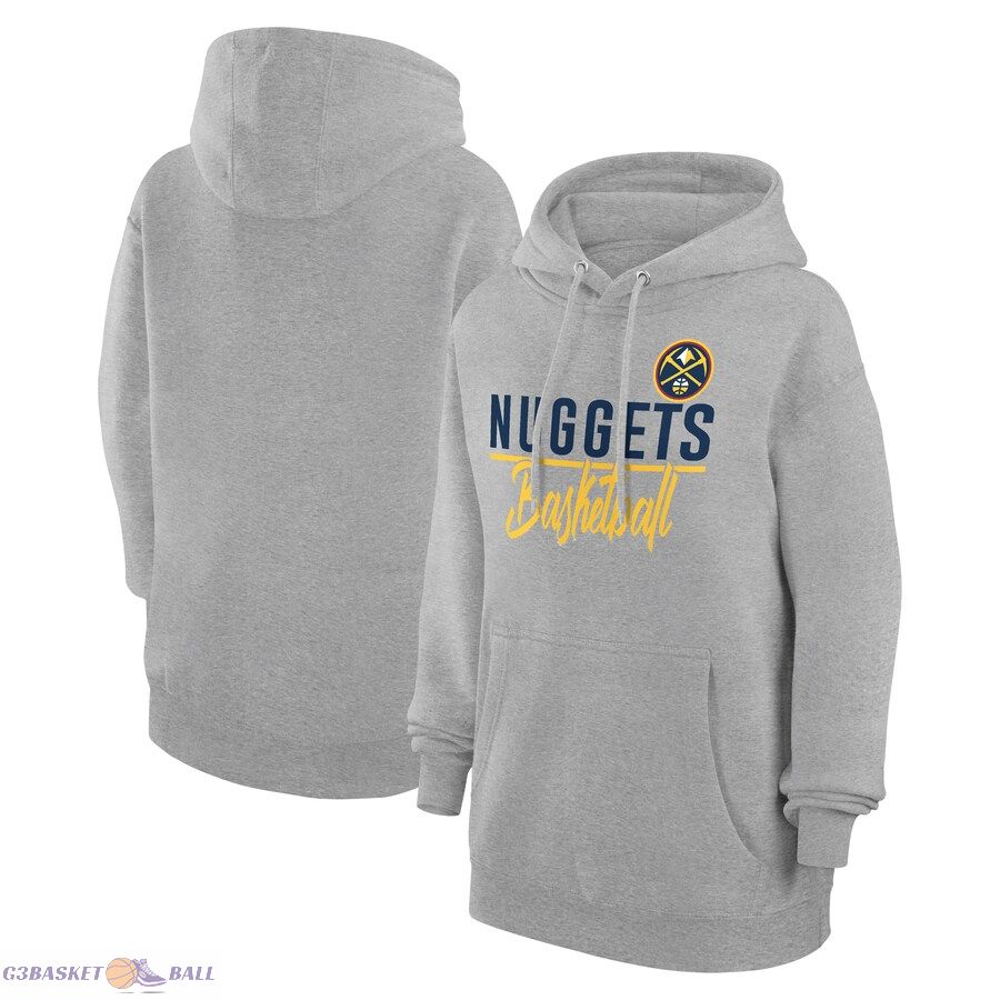 Women's Denver Nuggets G-III 4Her by Carl Banks Heather Gray Graphics Fleece Pullover Hoodie