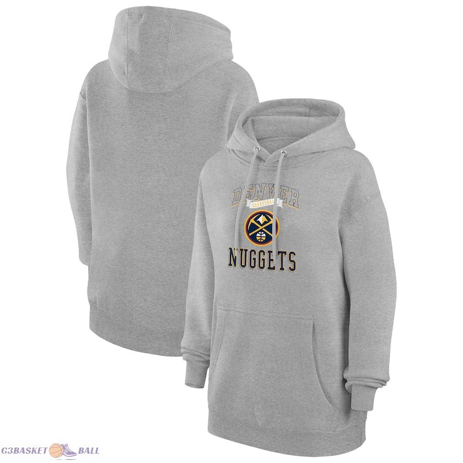 Women's Denver Nuggets G-III 4Her by Carl Banks Heather Gray Graphic Fleece Pullover Hoodie