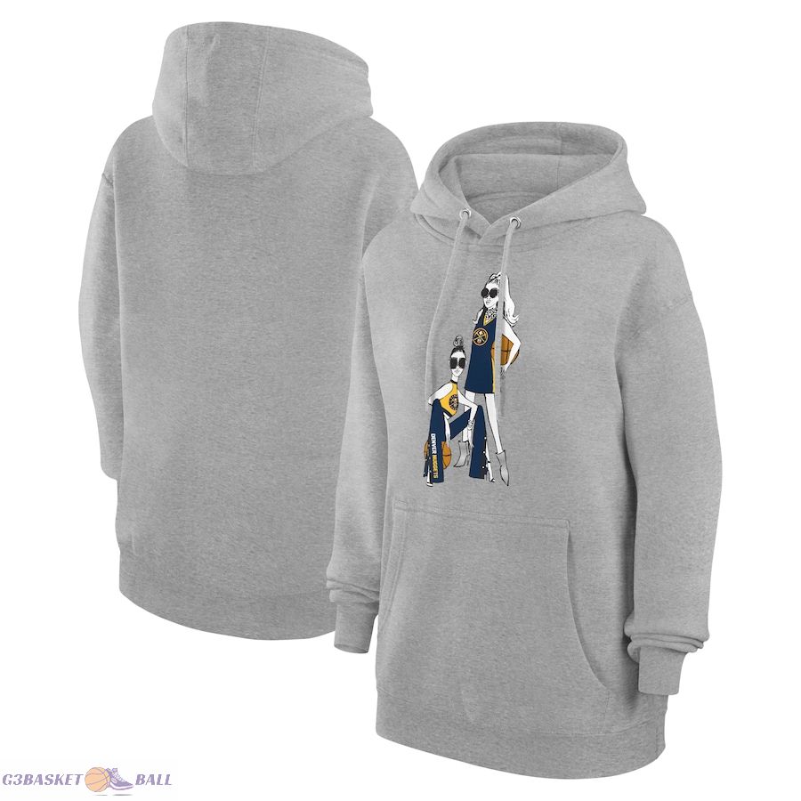 Women's Denver Nuggets G-III 4Her by Carl Banks Heather Gray Basketball Girls Fleece Pullover Hoodie