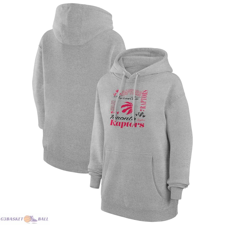 Women's Toronto Raptors G-III 4Her by Carl Banks Heather Gray Team Collage Graphic Fleece Pullover Hoodie