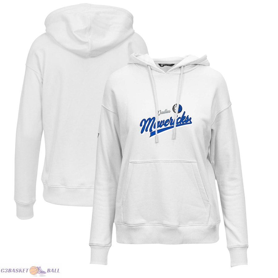 Women's Dallas Mavericks Levelwear White Adorn Retro Pullover Hoodie