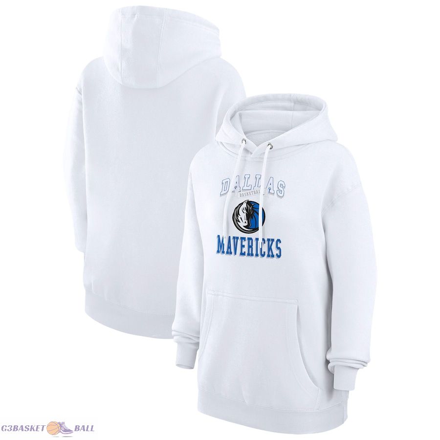 Women's Dallas Mavericks G-III 4Her by Carl Banks White Graphic Fleece Pullover Hoodie