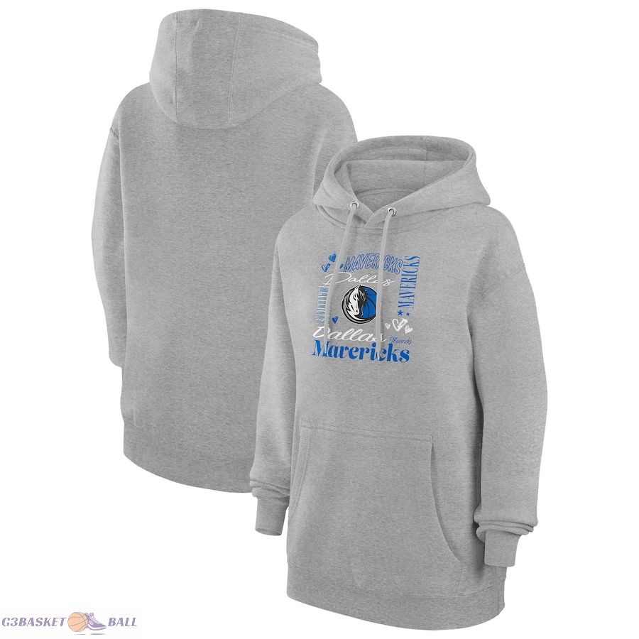 Women's Dallas Mavericks G-III 4Her by Carl Banks Heather Gray Team Collage Graphic Fleece Pullover Hoodie