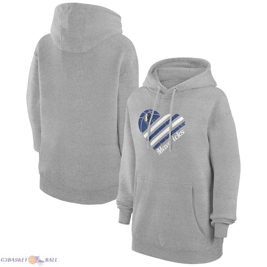 Women's Dallas Mavericks G-III 4Her by Carl Banks Heather Gray Heart Pullover Hoodie