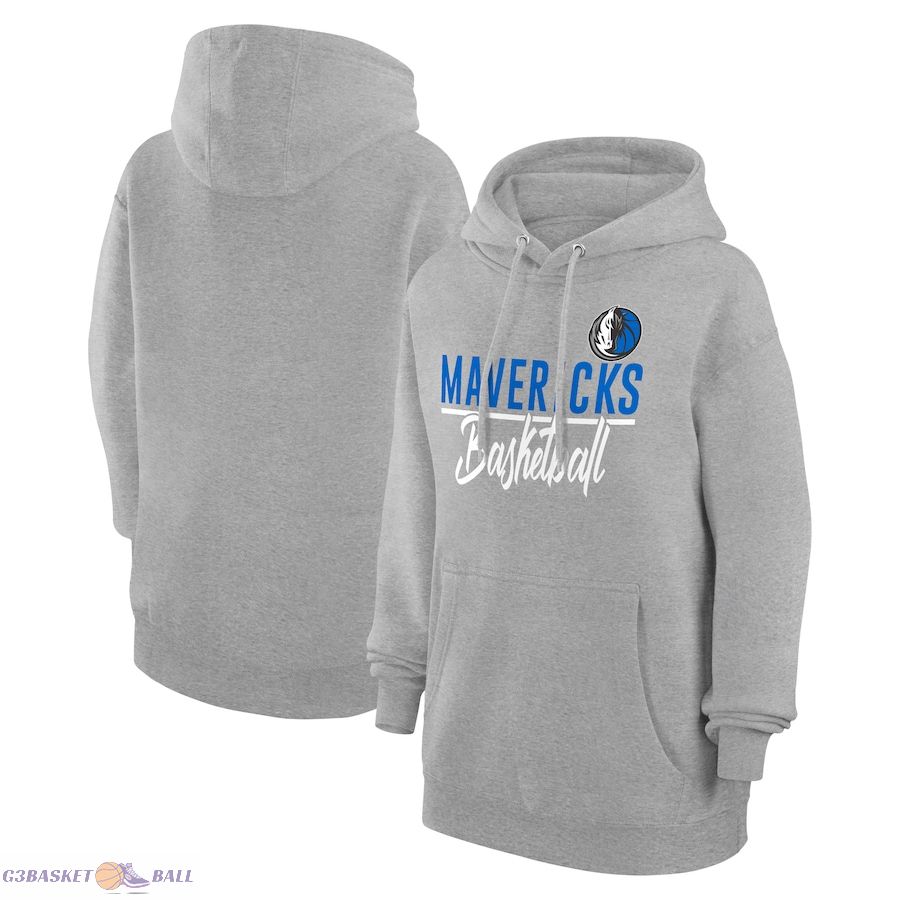 Women's Dallas Mavericks G-III 4Her by Carl Banks Heather Gray Graphics Fleece Pullover Hoodie