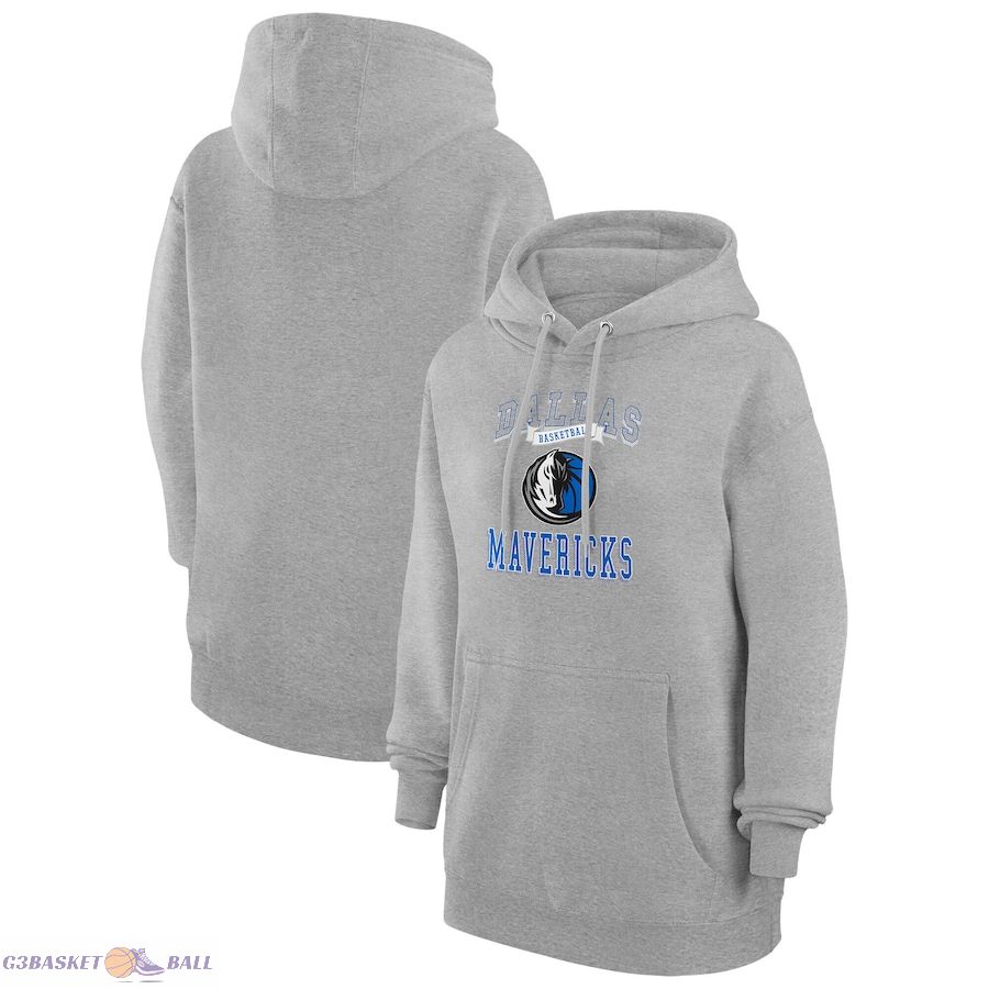 Women's Dallas Mavericks G-III 4Her by Carl Banks Heather Gray Graphic Fleece Pullover Hoodie