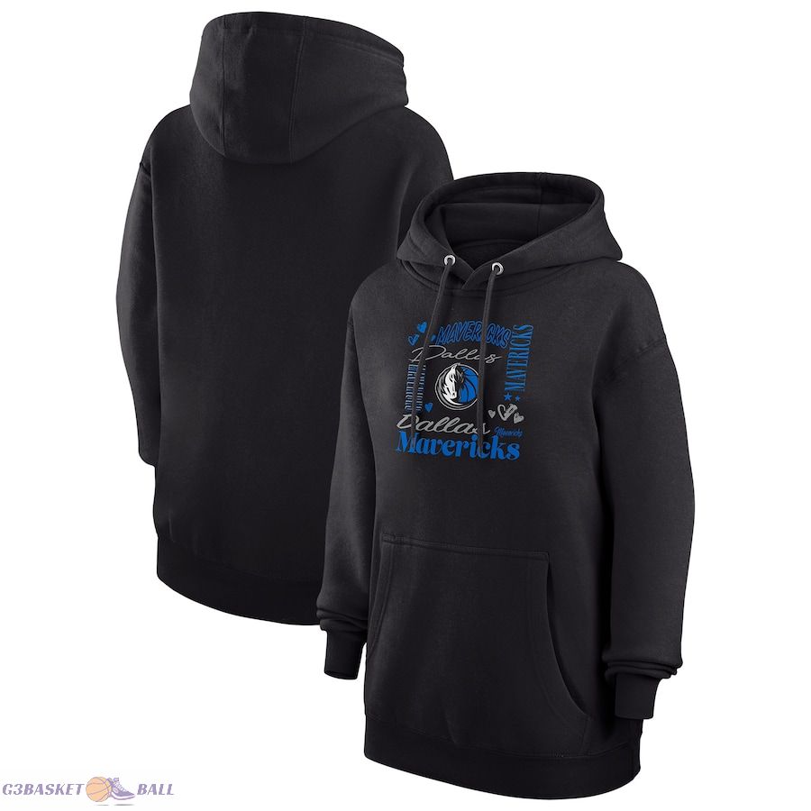 Women's Dallas Mavericks G-III 4Her by Carl Banks Black Team Collage Graphic Fleece Pullover Hoodie