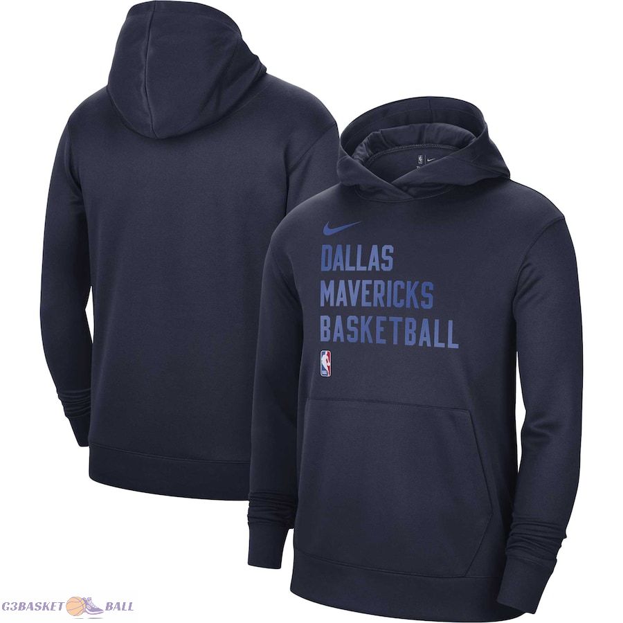 Unisex Dallas Mavericks Nike Navy 2023/24 Performance Spotlight On-Court Practice Pullover Hoodie