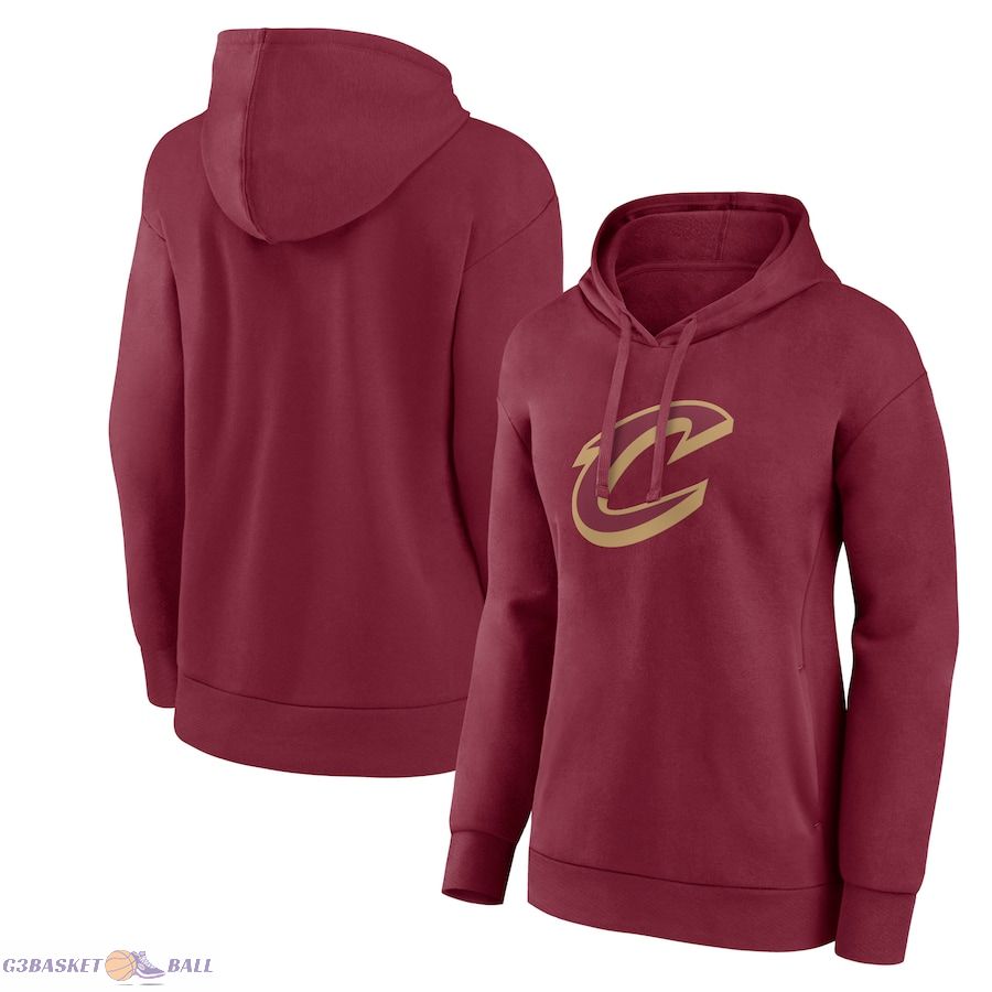 Women's Cleveland Cavaliers Wine Team Primary Logo Pullover Hoodie