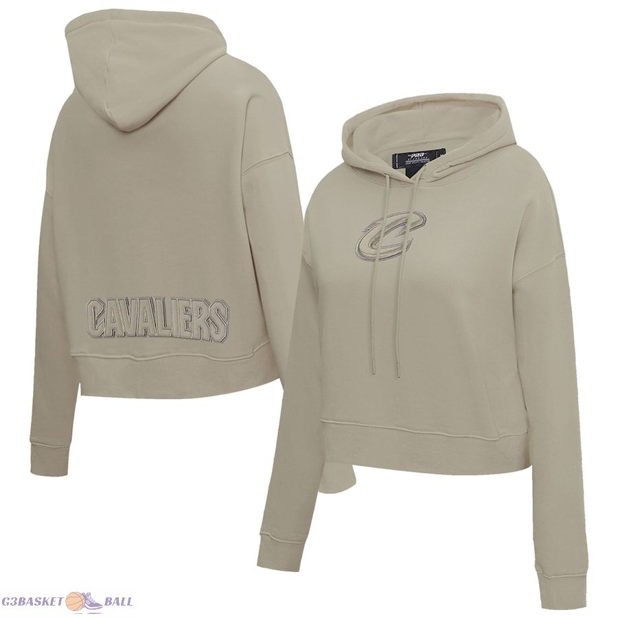 Women's Cleveland Cavaliers Pro Standard Taupe Neutrals Capsule Cropped Pullover Hoodie