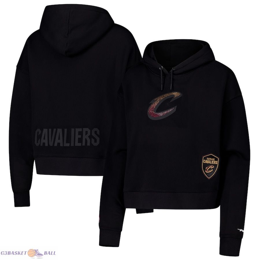 Women's Cleveland Cavaliers Pro Standard Black Jewels Cropped Pullover Hoodie