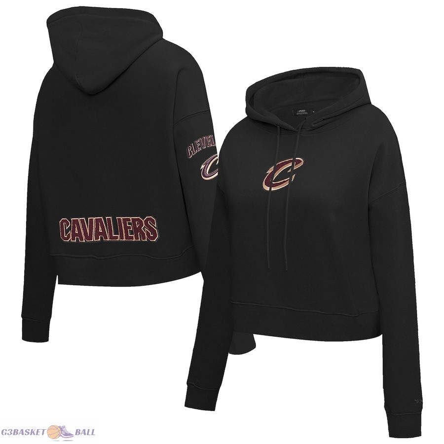 Women's Cleveland Cavaliers Pro Standard Black Classic Fleece Cropped Pullover Hoodie