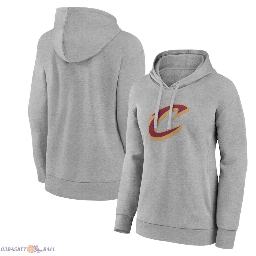 Women's Cleveland Cavaliers Gray Team Primary Logo Pullover Hoodie