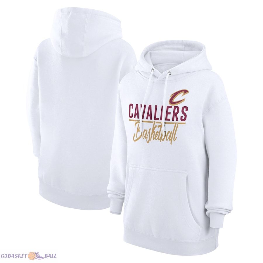 Women's Cleveland Cavaliers G-III 4Her by Carl Banks White Graphics Fleece Pullover Hoodie