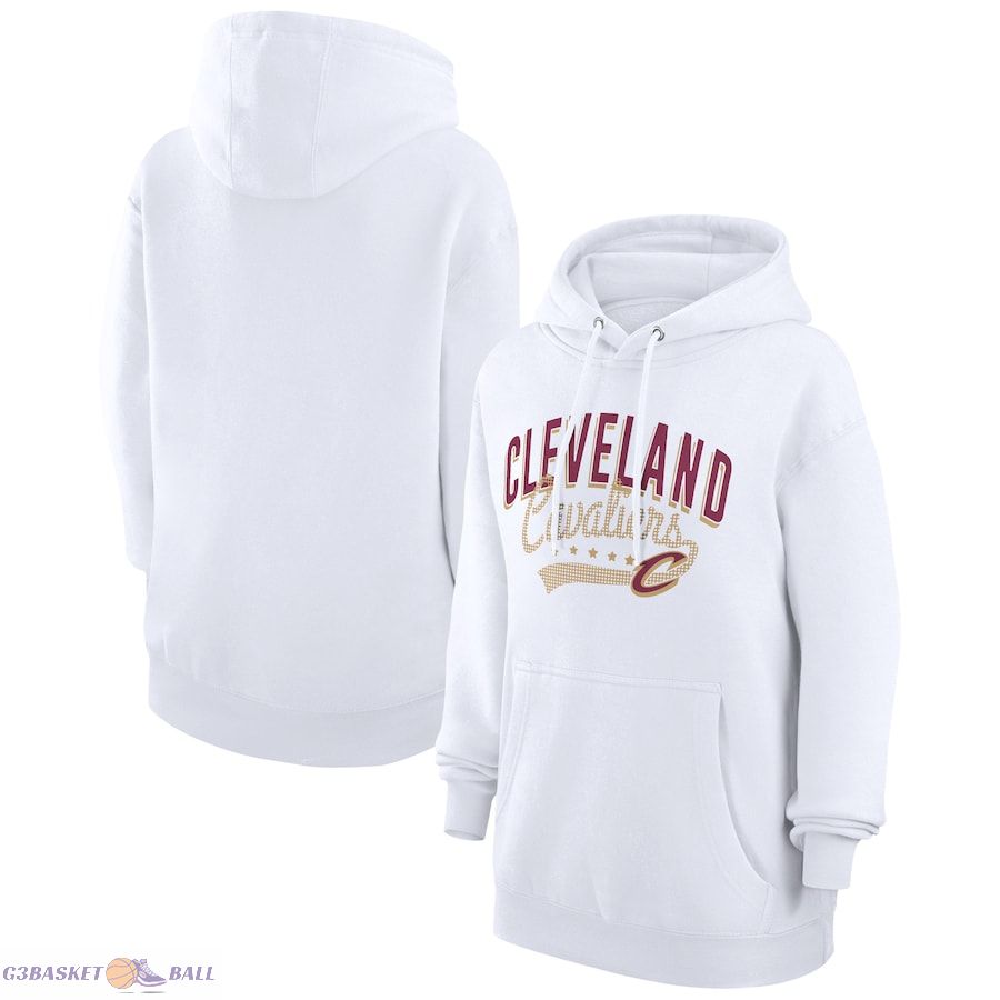 Women's Cleveland Cavaliers G-III 4Her by Carl Banks White Filigree Logo Pullover Hoodie