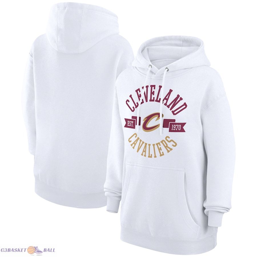 Women's Cleveland Cavaliers G-III 4Her by Carl Banks White City Pullover Hoodie