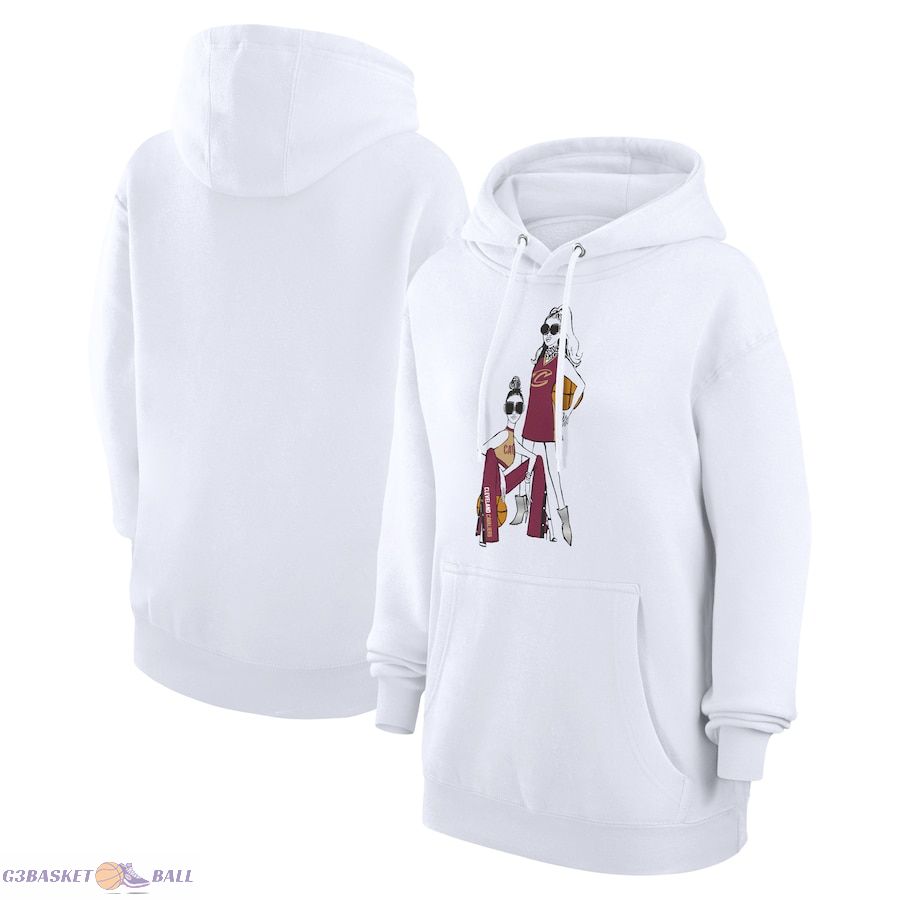 Women's Cleveland Cavaliers G-III 4Her by Carl Banks White Basketball Girls Fleece Pullover Hoodie