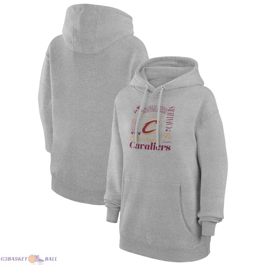 Women's Cleveland Cavaliers G-III 4Her by Carl Banks Heather Gray Team Collage Graphic Fleece Pullover Hoodie