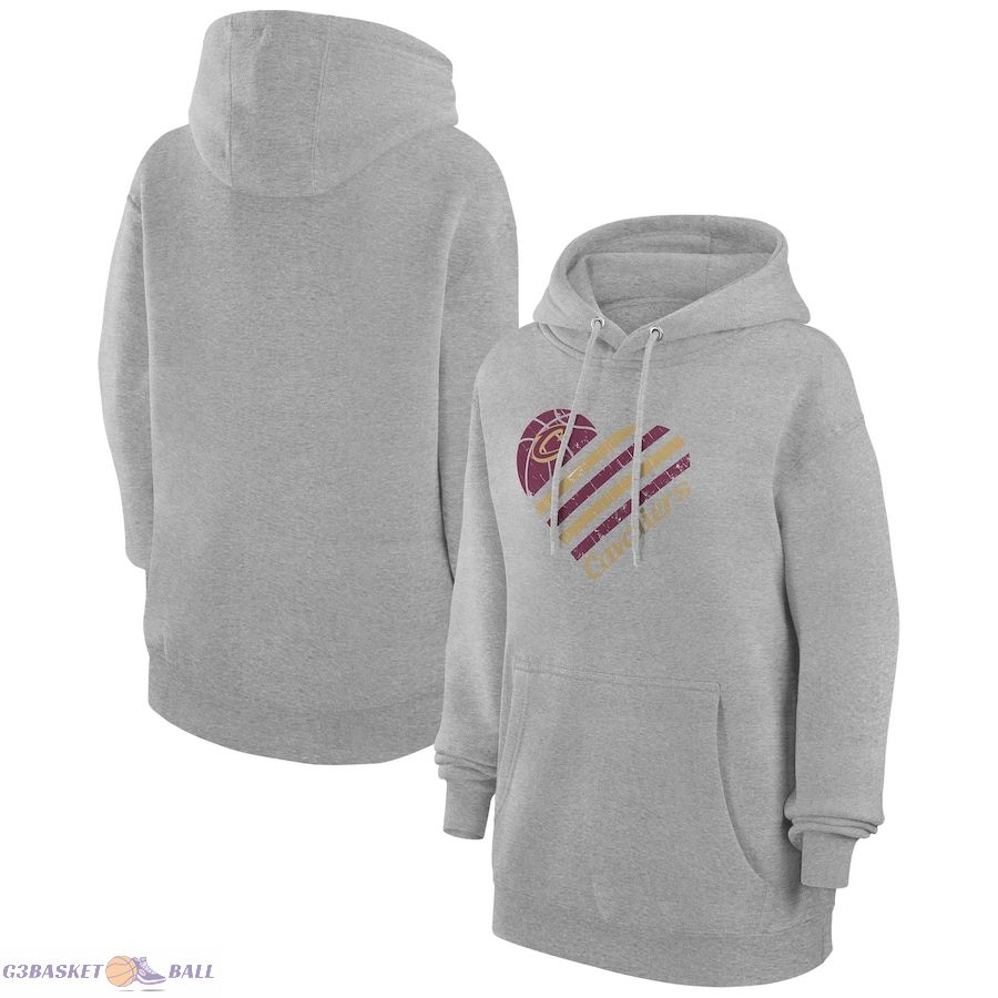 Women's Cleveland Cavaliers G-III 4Her by Carl Banks Heather Gray Heart Pullover Hoodie