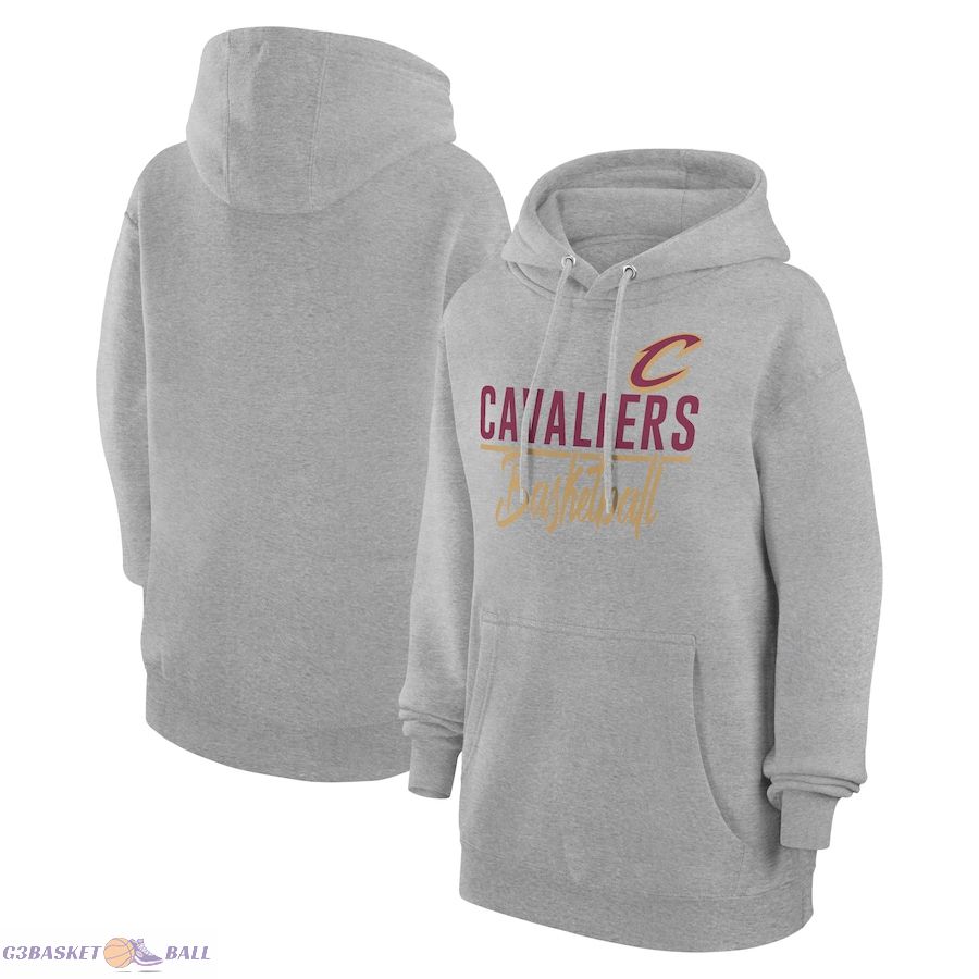 Women's Cleveland Cavaliers G-III 4Her by Carl Banks Heather Gray Graphics Fleece Pullover Hoodie