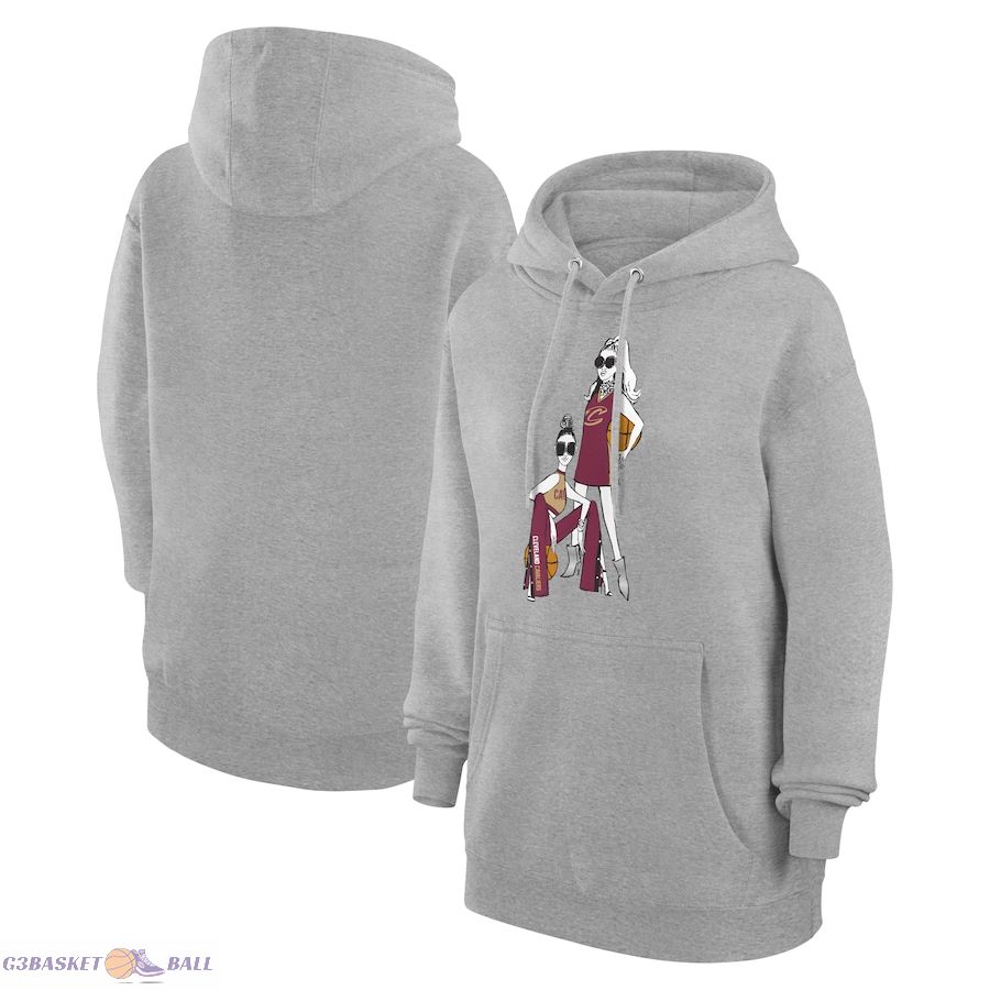 Women's Cleveland Cavaliers G-III 4Her by Carl Banks Heather Gray Basketball Girls Fleece Pullover Hoodie