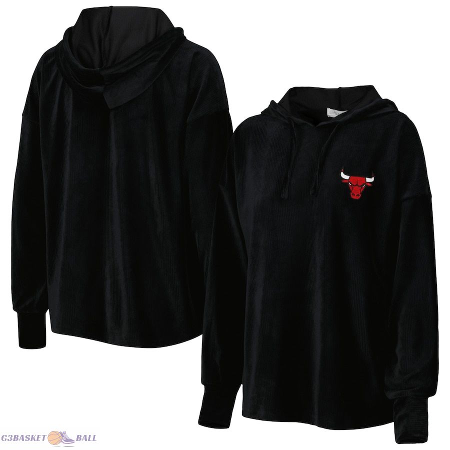 Women's Chicago Bulls Touch Black End Line Velour Pullover Hoodie