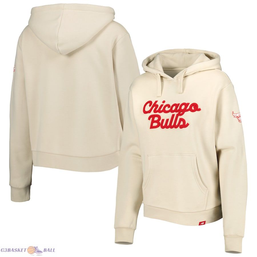 Women's Chicago Bulls Sportiqe Cream Leona Ava Fleece Tri-Blend Pullover Hoodie