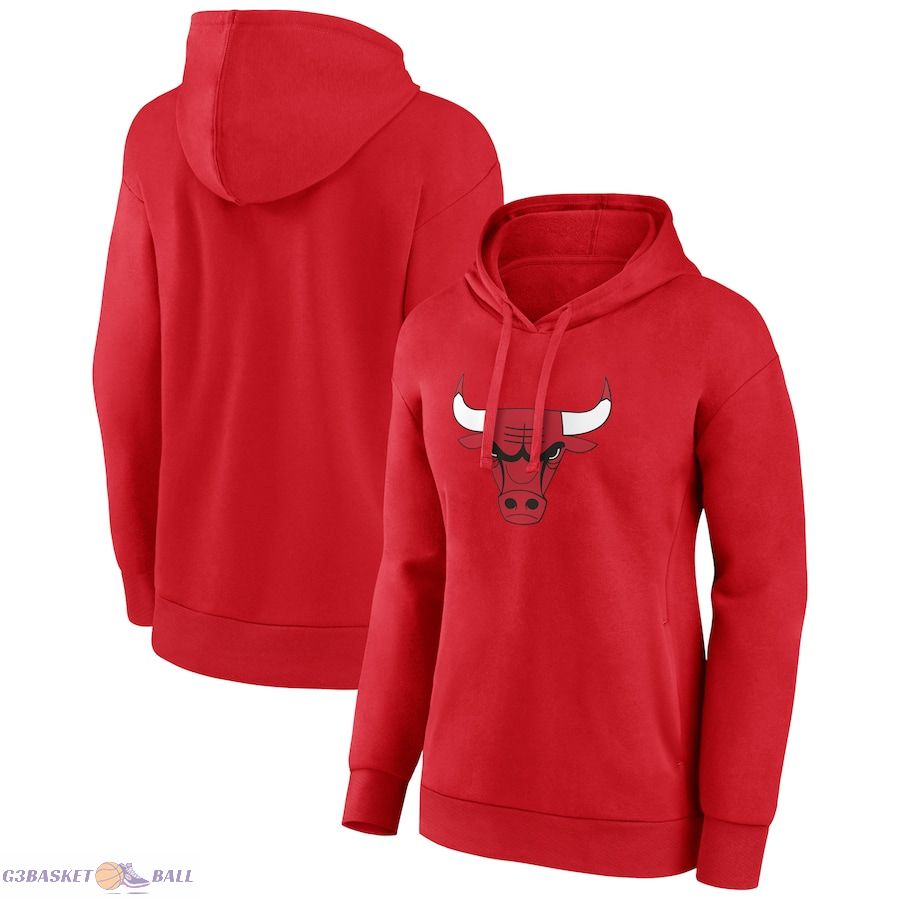 Women's Chicago Bulls Red Team Primary Logo Pullover Hoodie