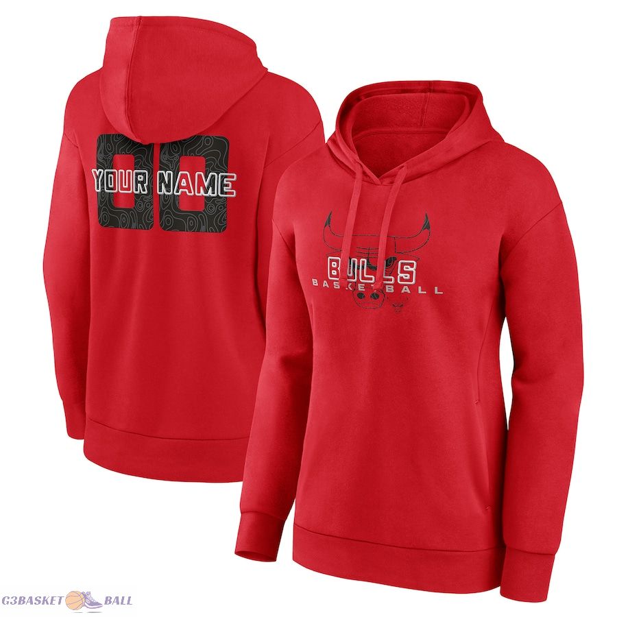 Women's Chicago Bulls Red Stellar Personalized Name & Number Pullover Hoodie