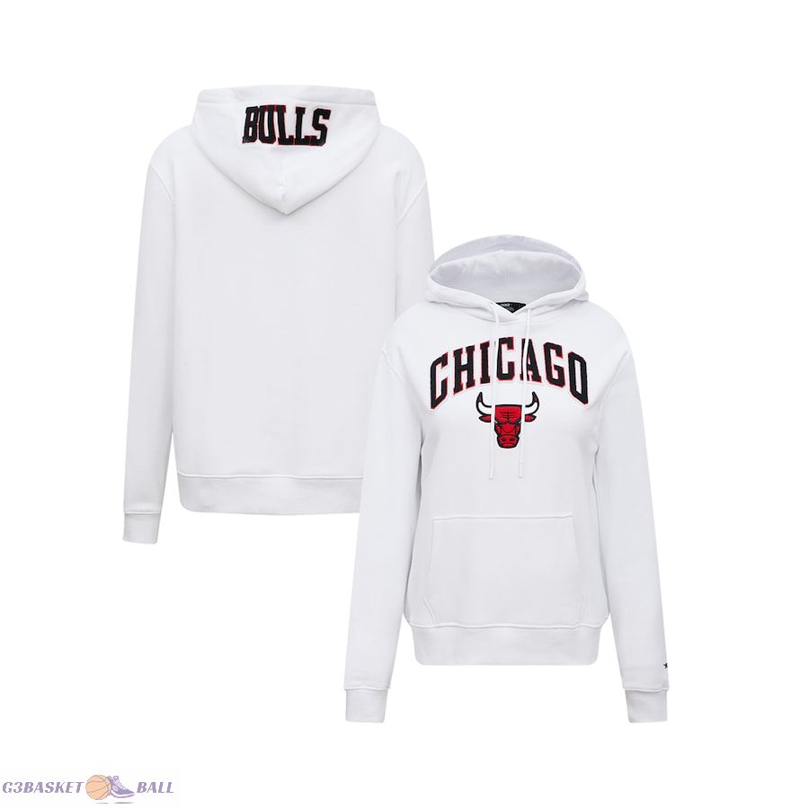 Women's Chicago Bulls Pro Standard White Classic FLC Pullover Hoodie