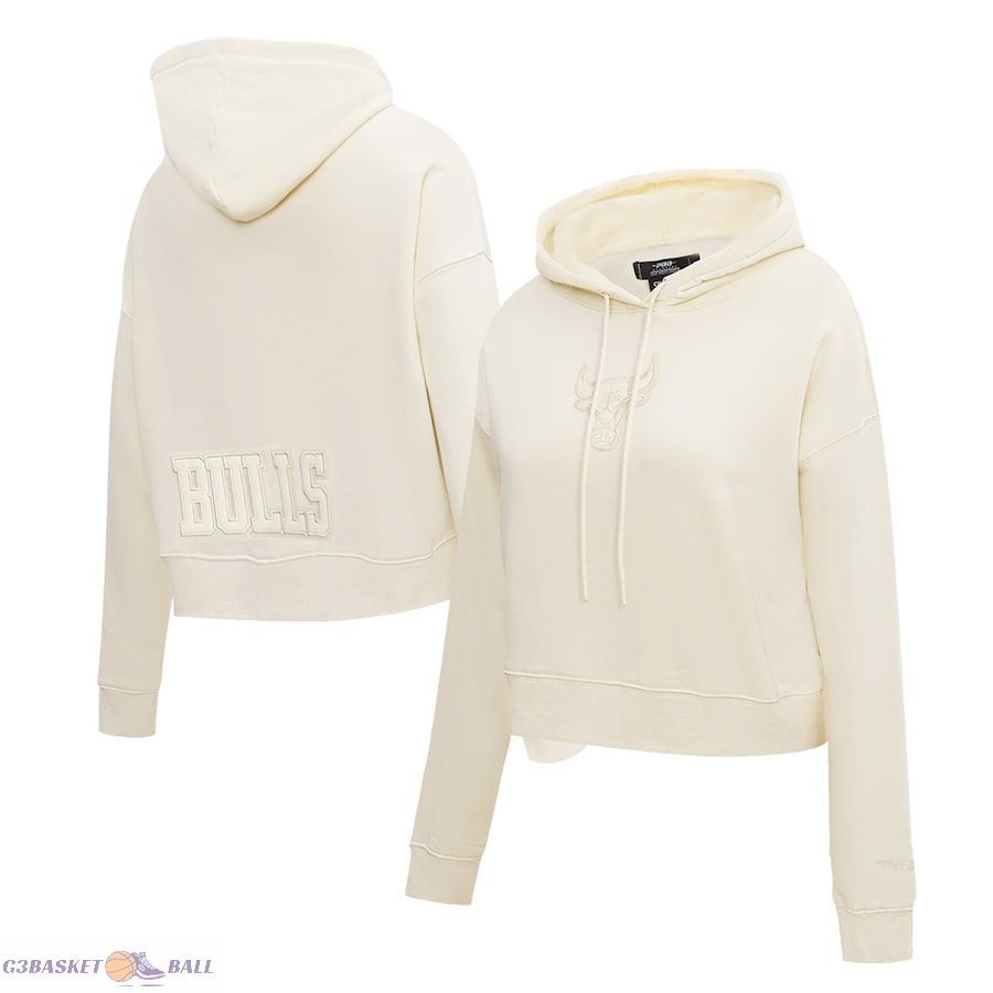 Women's Chicago Bulls Pro Standard Cream Neutrals Capsule Cropped Pullover Hoodie