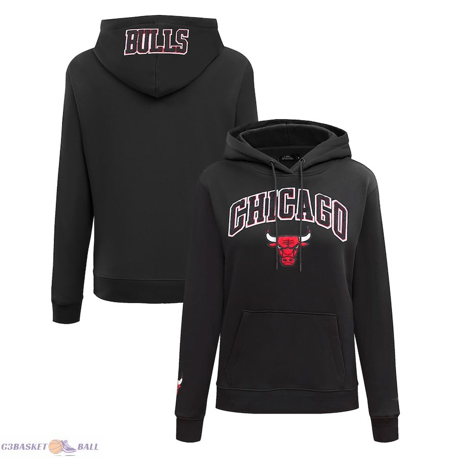 Women's Chicago Bulls Pro Standard Black Classic FLC Pullover Hoodie