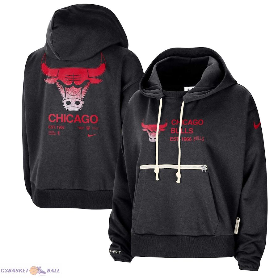 Women's Chicago Bulls Nike Black Courtside Standard Issue Performance Pullover Hoodie