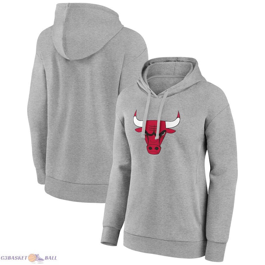 Women's Chicago Bulls Gray Primary Logo Pullover Hoodie