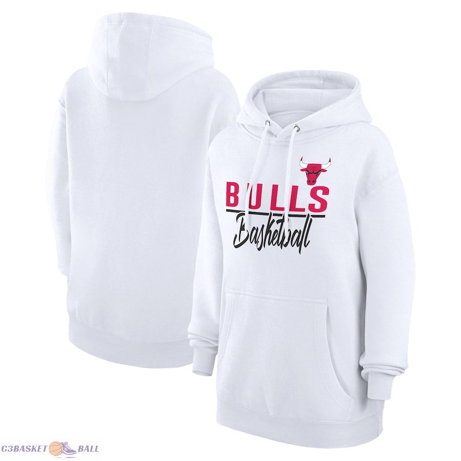 Women's Chicago Bulls G-III 4Her by Carl Banks White Graphics Fleece Pullover Hoodie