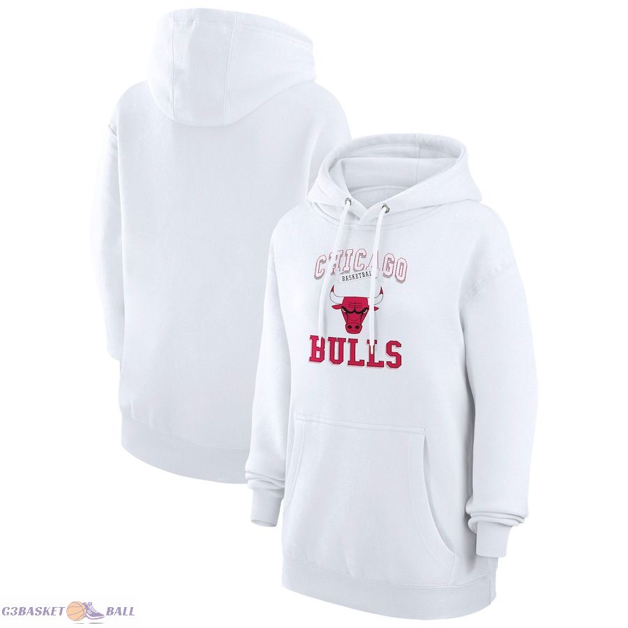 Women's Chicago Bulls G-III 4Her by Carl Banks White Graphic Fleece Pullover Hoodie