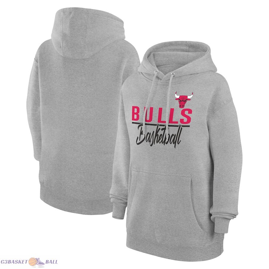 Women's Chicago Bulls G-III 4Her by Carl Banks Heather Gray Graphics Fleece Pullover Hoodie