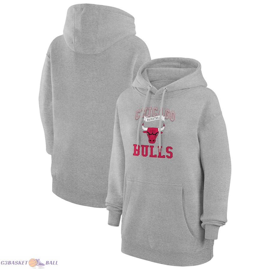 Women's Chicago Bulls G-III 4Her by Carl Banks Heather Gray Graphic Fleece Pullover Hoodie