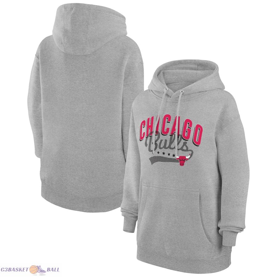 Women's Chicago Bulls G-III 4Her by Carl Banks Heather Gray Filigree Logo Pullover Hoodie