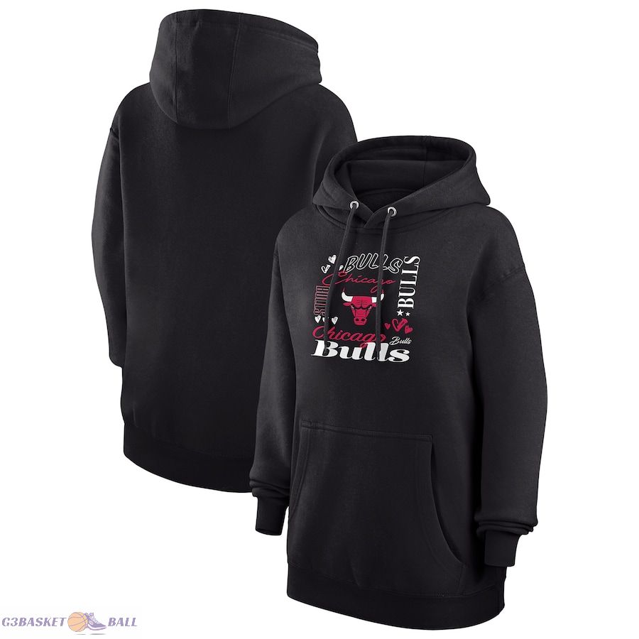 Women's Chicago Bulls G-III 4Her by Carl Banks Black Team Collage Graphic Fleece Pullover Hoodie