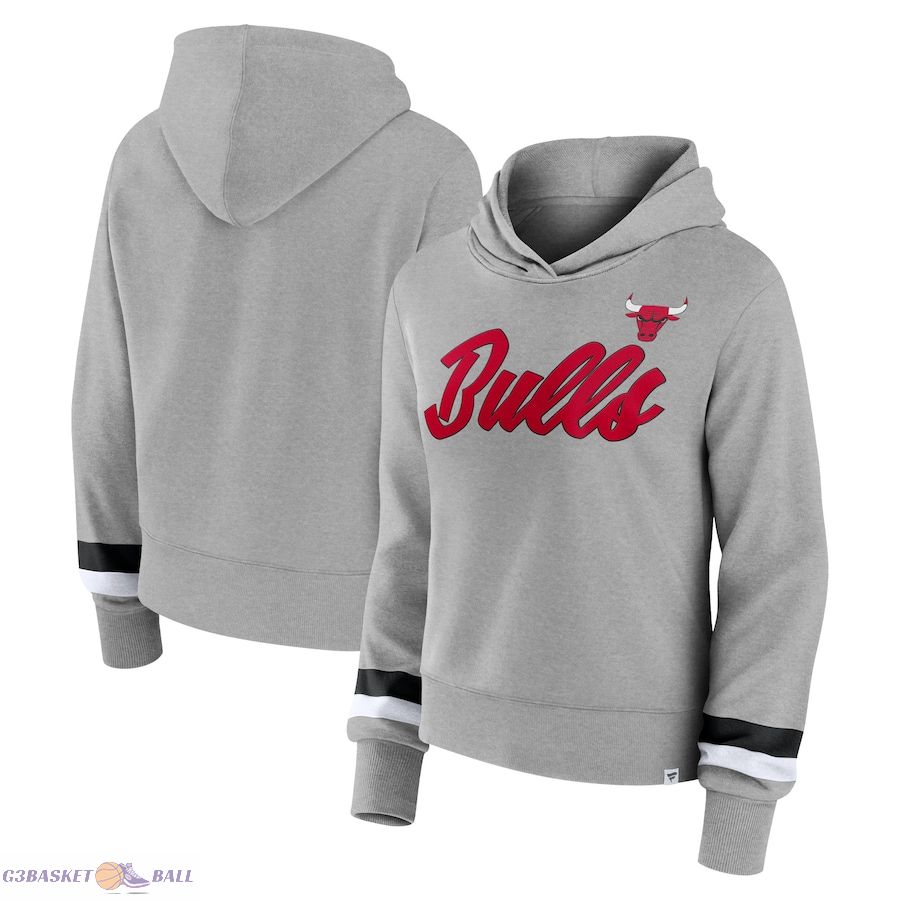 Women's Chicago Bulls Fanatics Heather Gray Halftime Pullover Hoodie